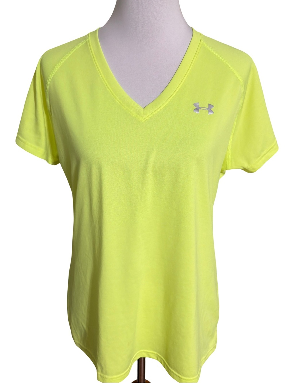 Under Armour Women's Neon Yellow V-Neck Workout Tee